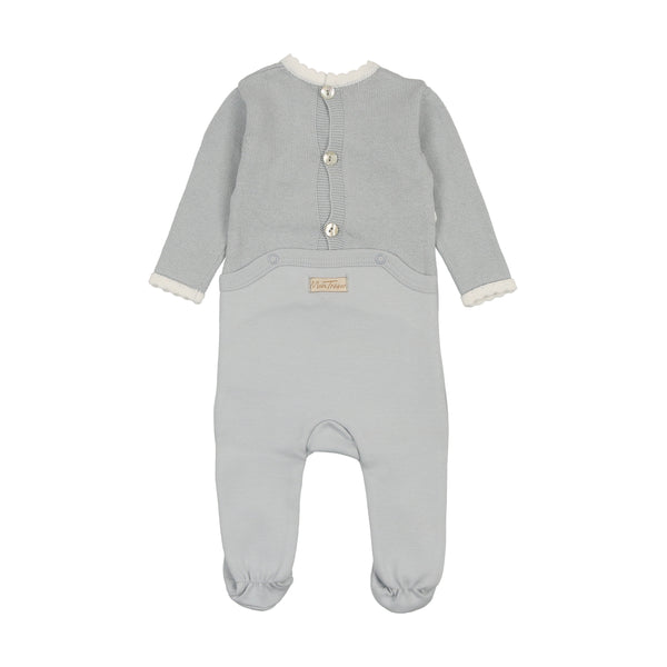 Mon Tresor Baby Classic Wrap Knit Footie Blue Dawn