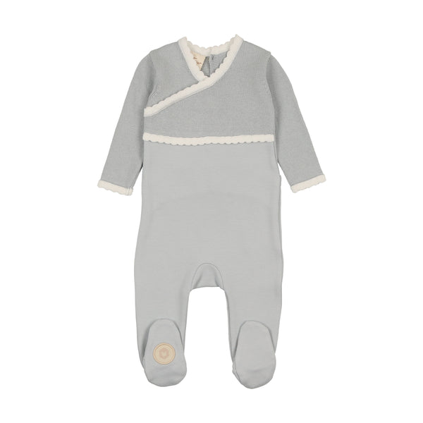 Mon Tresor Baby Classic Wrap Knit Footie Blue Dawn