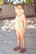 Kix Baby Girl Tie Dye Strap Denim Romper Washed Mint
