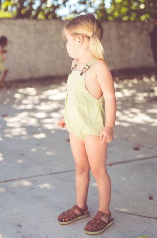 Kix Baby Girl Tie Dye Strap Denim Romper Washed Mint