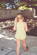 Kix Baby Girl Tie Dye Strap Denim Romper Washed Mint