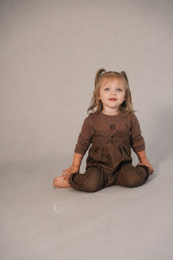 Kix Baby Yoke Detail Denim Romper Brown Denim
