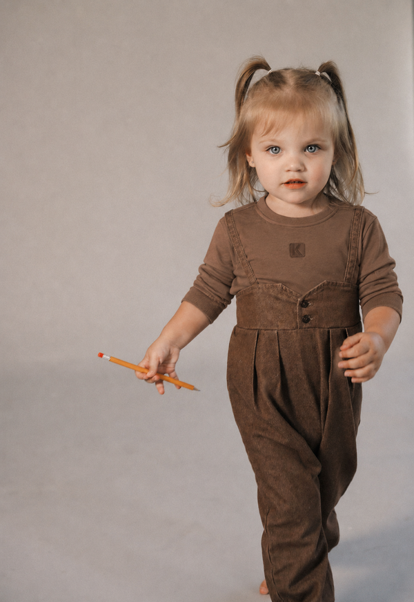 Kix Baby Yoke Detail Denim Romper Brown Denim