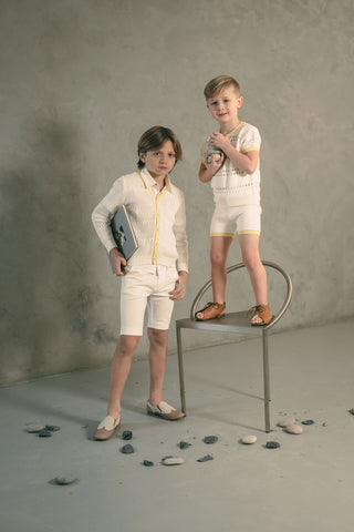 Blumint Boys Crochet Cardigan White/Lemon