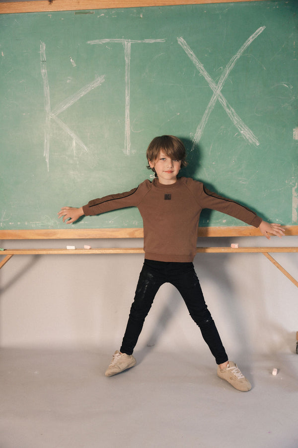 Kix Boys Piping Detail Sweatshirt Brown