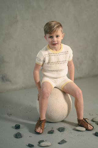 Blumint Boys Crochet Top White/Lemon