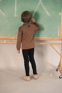 Kix Boys Denim Detail Polo Brown