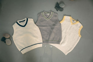 Blumint Boys Stripe Crochet Vest Smoke/Green/White