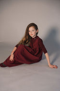 Kix Girls V Neck High Waist Maxi Dress With Tshirt Burgundy