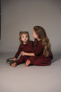 Kix Girls V Neck High Waist Maxi Dress With Tshirt Burgundy