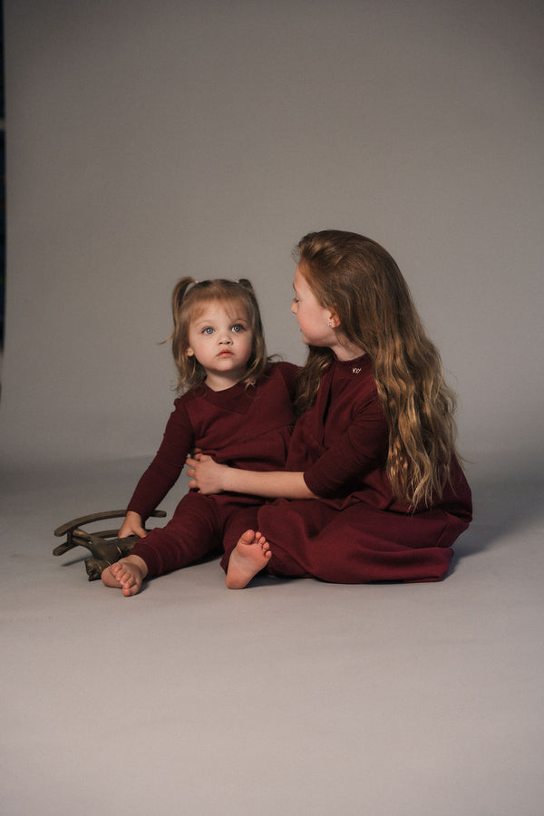 Kix Baby V Neck High Romper Burgundy