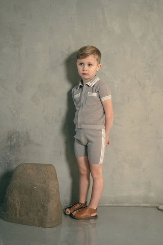 Blumint Boys Stripe Crochet Set Smoke/Green/White