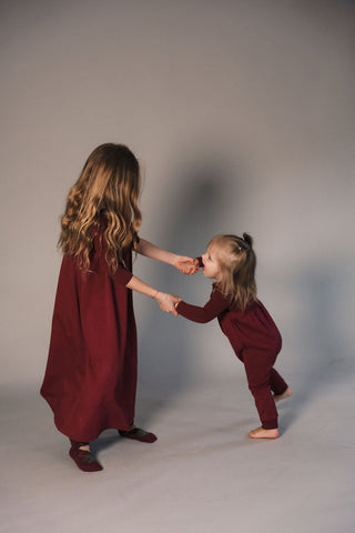 Kix Baby V Neck High Romper Burgundy