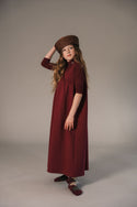 Kix Girls V Neck High Waist Maxi Dress With Tshirt Burgundy