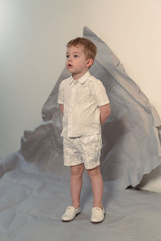 Mann Boys Jaquard Shirt Set White/Blue