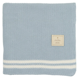 Buy pearl-blue Mon Tresor Baby Duo Stripe Chunky Knit Blanket