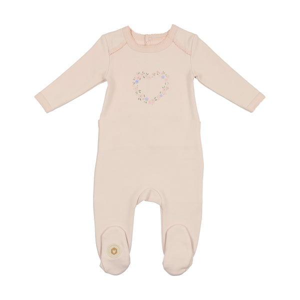 Mon Tresor Baby Floral Heart Footie Barely Pink