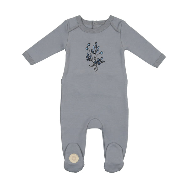 Mon Tresor Baby Flower Sketch Footie Slate Blue