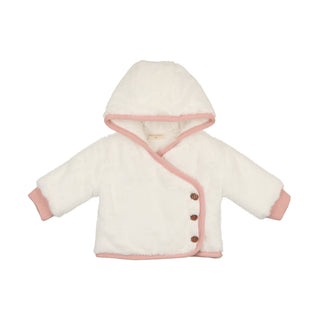 Mon Tresor Baby Fur-Ever Wrap Jacket Ivory & Pink