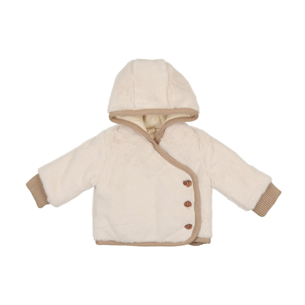 Mon Tresor Baby Fur-Ever Wrap Jacket Ivory & Taupe