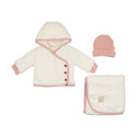 Mon Tresor Baby Fur-Ever Wrap Jacket Layette Set Ivory & Pink