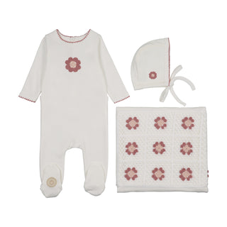 Mon Tresor Baby Geo-Floral Layette Set Ivory & Rose