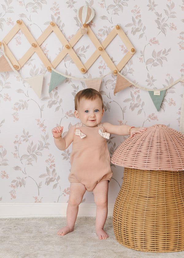 Mon Tresor Baby Gingham Glory Romper Misty Rose