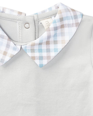 Minimoi Plaid Collar Footie Pearl Blue