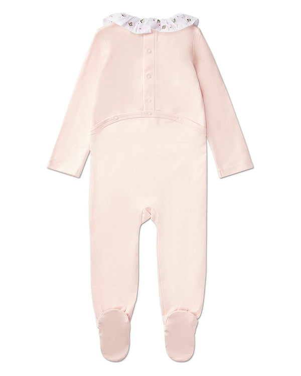 Minimoi Baby Flower Ruffle Collar Footie Soft Pink