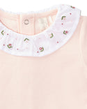 Minimoi Baby Flower Ruffle Collar Footie Soft Pink