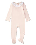 Minimoi Baby Flower Ruffle Collar Footie Soft Pink
