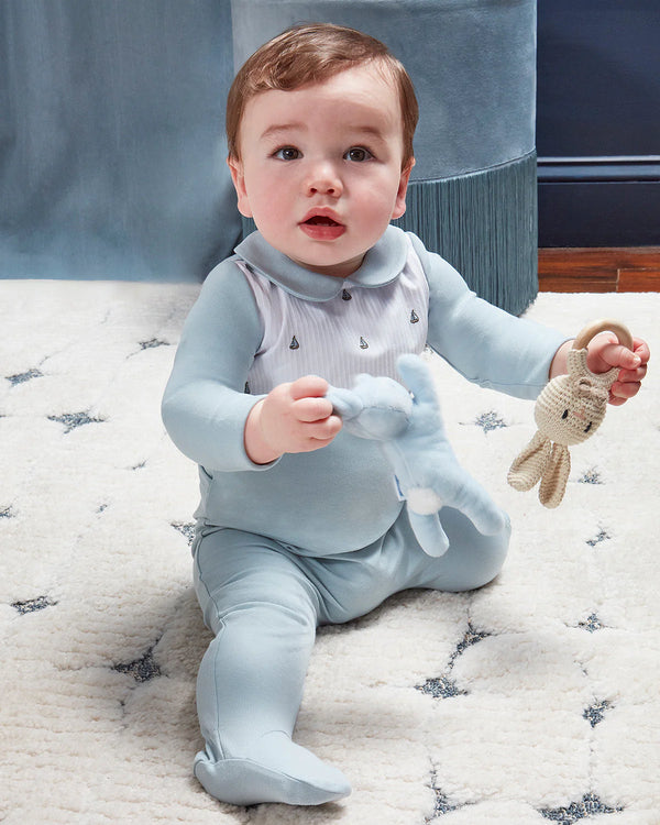 Minimoi Baby Sail On Pintuck Footie Blue