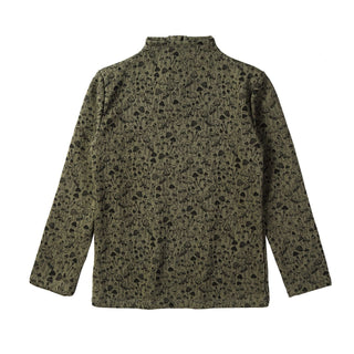 Dinky Girls Mushroom Turtleneck Top Olive Green