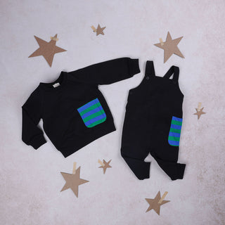 Pompomme Boys Stripe Pocket Sweatshirt Black