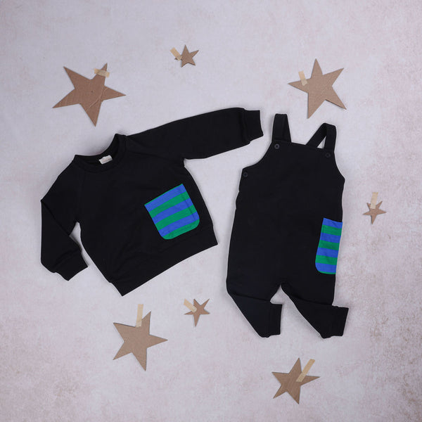 Pompomme Boys Stripe Pocket Sweatshirt Black