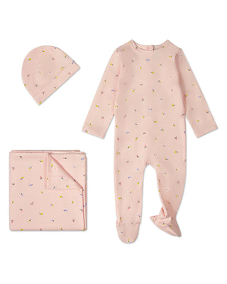 Minimoi Baby Blossoming Florals 3 Pc Footie Set Blush