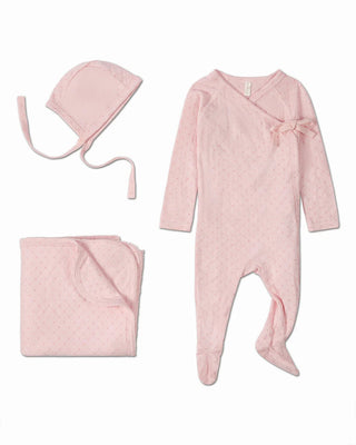 Minimoi Baby Little Hearts Pointelle 3 Pc Footie Set Pink
