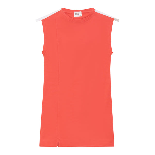 Kix Girls Printed Ribbon Detail Dress Cayenne