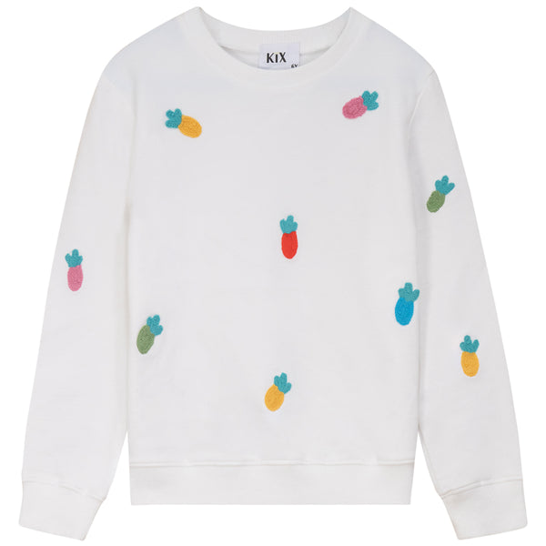 Kix Girls Embroidered Pineapples T-Shirt White