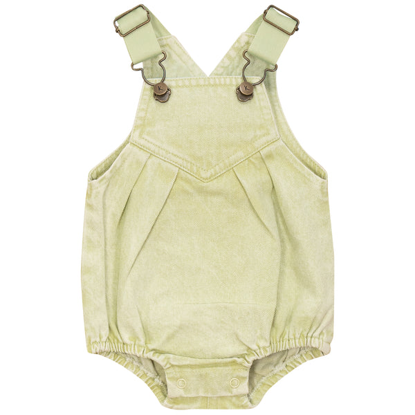 Kix Baby Girl Tie Dye Strap Denim Romper Washed Mint