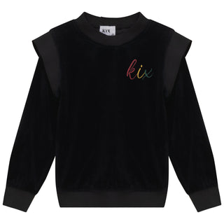 Kix Boys Rib Edge Velour Top Black