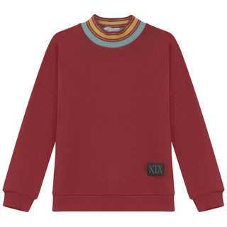 Kix Boys Stripe Detail Scuba Sweatshirt Brick