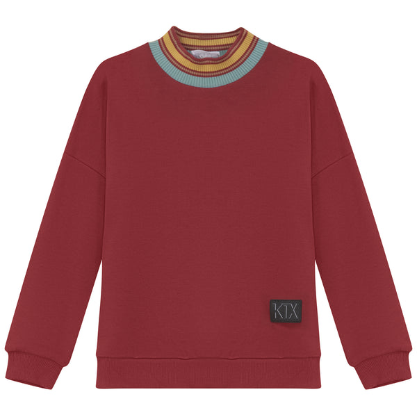 Kix Boys Stripe Detail Scuba Sweatshirt Brick