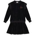 Kix Girls Rib Edge Velour Dress Black