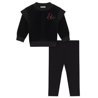 Kix Baby Rib Edge Velour Set Black