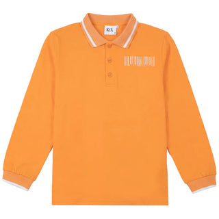 Kix Boys Print Long Sleeves Polo Orange