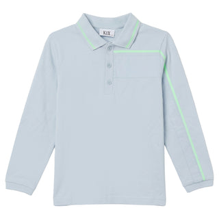 Kix Boys Combo Fabric Long Sleeves Polo Blue