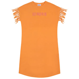 Kix Girls Barcode Print Dress Orange