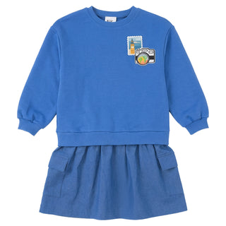 Kix Girls Travel Sweatdress Blue/Denim