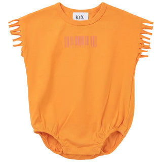 Kix Baby Barcode Print Romper Orange